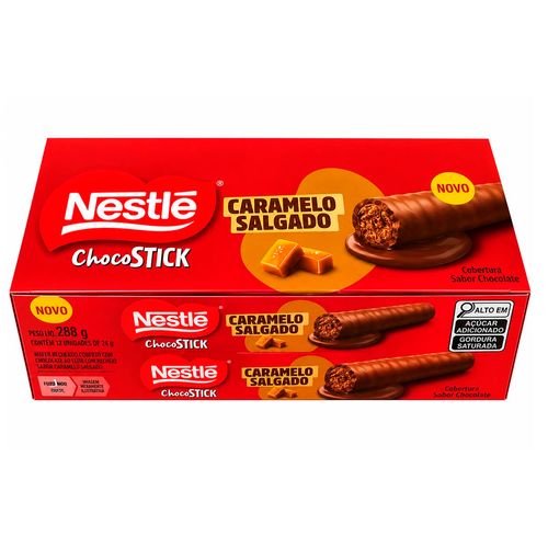 Chocolate Nestle Choco Stick Caramelo Salgado com 12 unidades-1-
